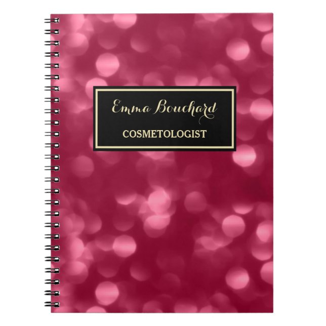 Carnet Élégant Cosmetologue Glamour Rose Luxe Bokeh (Devant)
