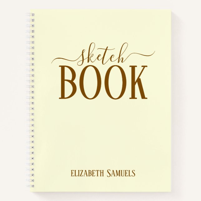 Carnet Elegant Cream Sketch Book with name gift for her (Devant)