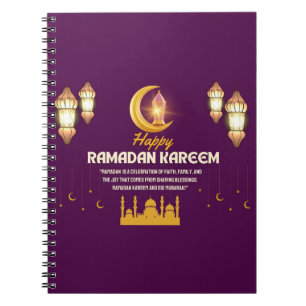 Carnet Elegant Croissant en Or Ramadan Mubarak Salutation