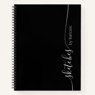 Carnet Elégant croquis de script noir et blanc personnali