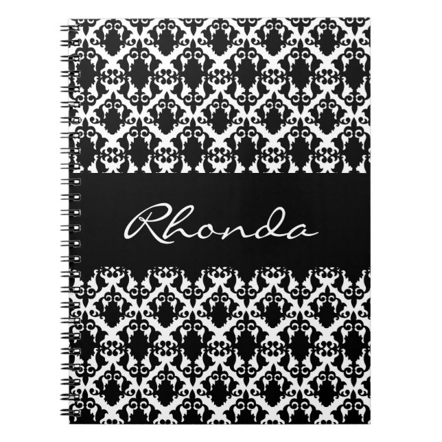 Carnet Elegant Damask Black and White (Devant)
