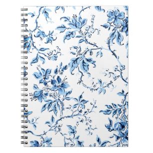 Carnet Elegant Delft Blue et White Floral