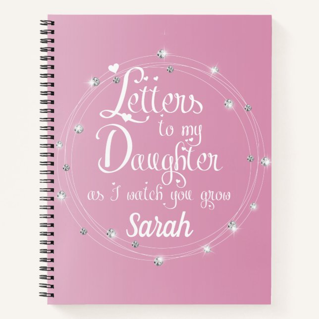 Carnet Elégant diamant rose brillant Lettres design (Devant)