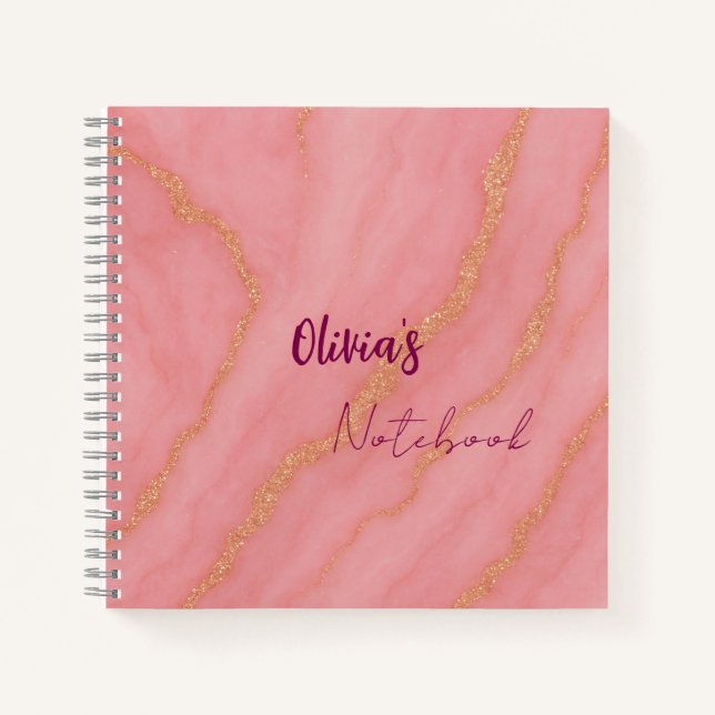 Carnet Elégant effet de marbre de glitterie moderne (Devant)