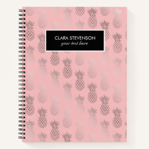 Carnet Elégant faux rose or rose ananas motif
