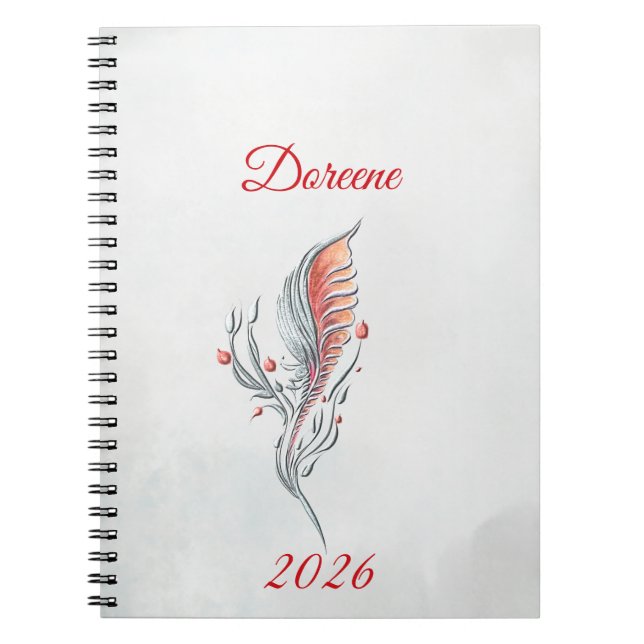 Carnet Elegant Feather Floral Watercolour  notebook  (Devant)