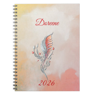 Carnet Elegant Feather Floral Watercolour  notebook 