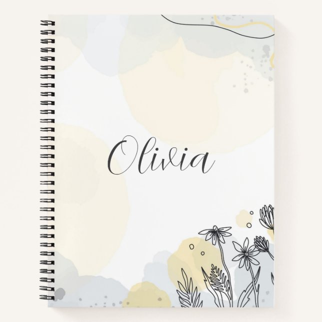 Carnet Élégant Fleur sauvage aquarelle (Devant)