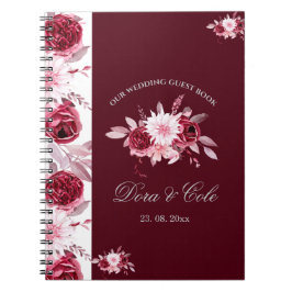 Carnet Élégant Floral Blush rose Bourgogne Mariage invité