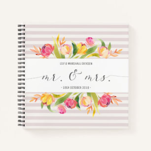 Carnet Elégant Floral Mr & Mrs Mariage Guestbook