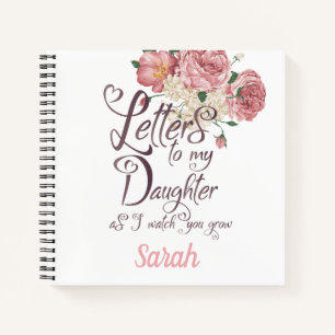 Carnet Élégant Floral rose chic Lettres à la fille