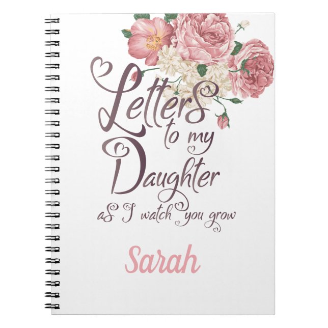 Carnet Elégant Floral rose Lettres design chic (Devant)