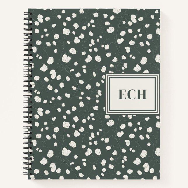 Carnet Elegant Forest Green Lunaria Monogram Hardcover (Devant)