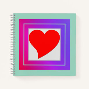 Carnet Elégant Fun Girly Red Heart, Purple Rose et Turquo