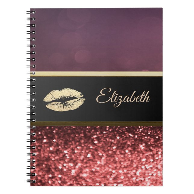 Carnet Élégant Glittery Lips Bokeh (Devant)