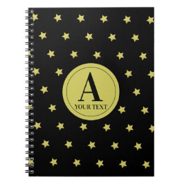 Carnet Elegant Gold & Black Star Pattern Monogram
