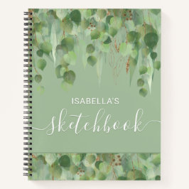 Carnet Elegant Green Gold Eucalyptus Nom Sketchbook