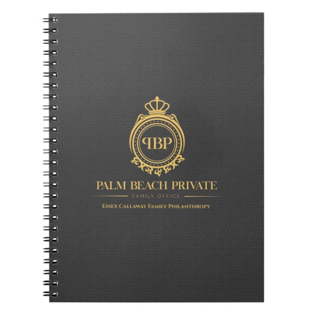 Carnet Élégant Gris Faux Cuir Logo Personnalisé (Devant)
