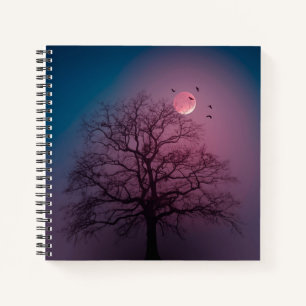 Carnet Élégant Halloween Thème Arbre Lune Artwork Éffraya