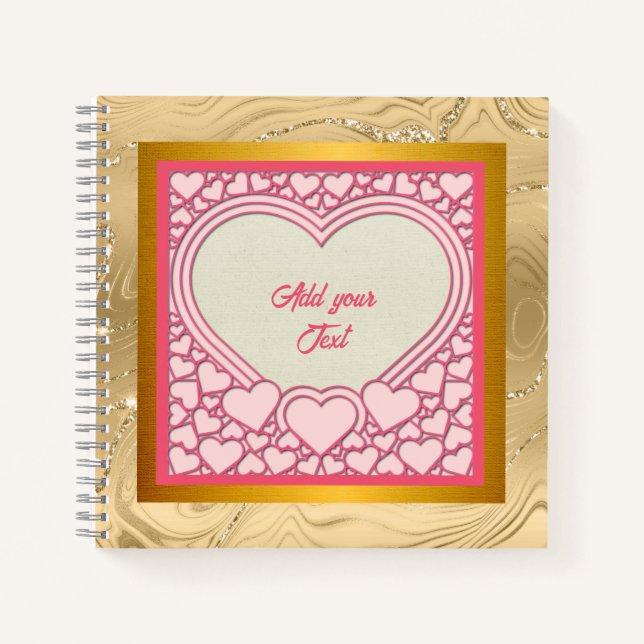 Carnet Élégant Heureuse Sainte-Valentin de coeur rose élé (Devant)