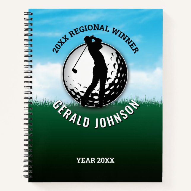 Carnet Elégant Homme Golf Monogramme Design (Devant)
