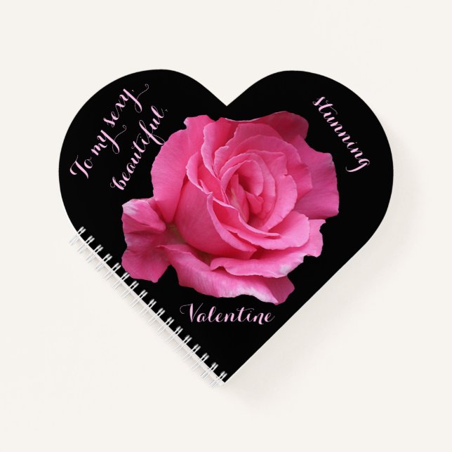 Carnet Elegant Joyeux Valentin rose rose noire agenda d'a (Devant)