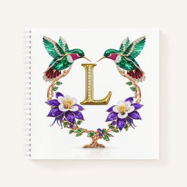 Carnet Elegant Letter L Wedding Planner Hummingbird  (Devant)
