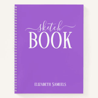 Carnet Elegant lila Sketch Book with name gift for her