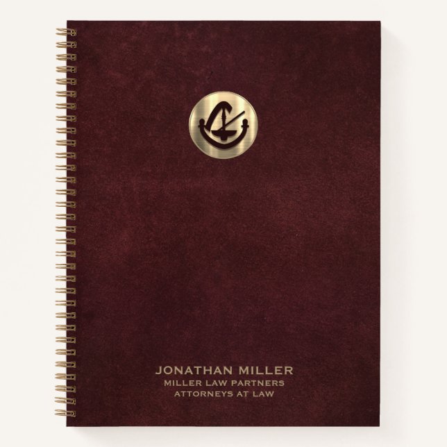 Carnet Élégant logo de luxe Oxblood cuir (Devant)