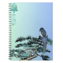 Elegant Magpie Bird & Japanese Bonsai Drawstring B