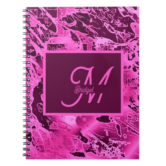Carnet Élégant marbre rose audacieux Monogramme Typograph (Devant)