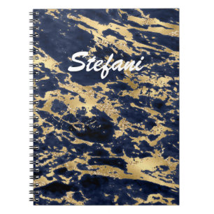 Carnet Elégant Marine Bleu Faux Or Parties scintillant Ma