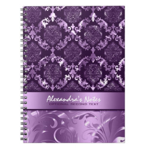 Carnet Elegant Metallic Purple & Lavender Damasks & Lace