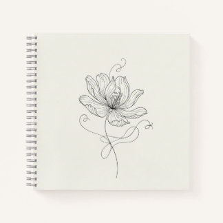 Carnet Elegant Minimalist Floral Line Art - Spiral Notebo