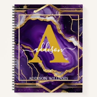 Carnet Élégant Moderne Purple Gold Parties scintillant Ag