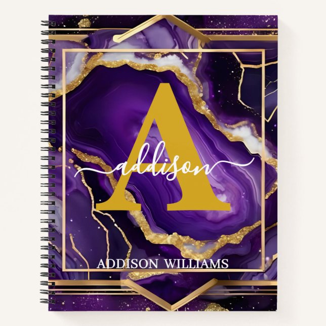 Carnet Élégant Moderne Purple Gold Parties scintillant Ag (Devant)
