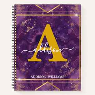 Carnet Élégant Moderne Purple Gold Parties scintillant Ag