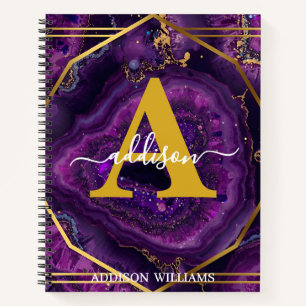 Carnet Élégant Moderne Purple Gold Parties scintillant Ag