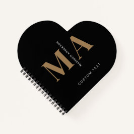 Carnet Élégant Monogram Black Gold Nom