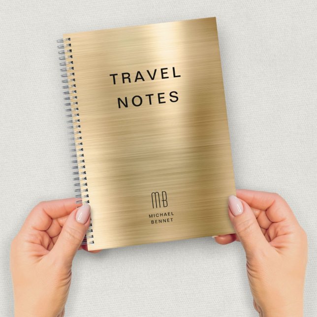 Carnet Élégant Monogram Faux Gold Travel (Elegant Monogram Faux Gold Travel Notebook)