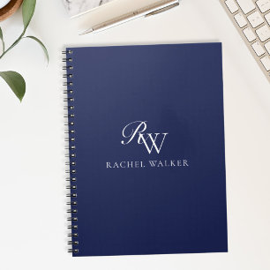 Carnet Élégant Monogramme Bleu