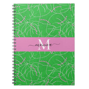 Carnet Élégant Monogramme botanique tropical rose