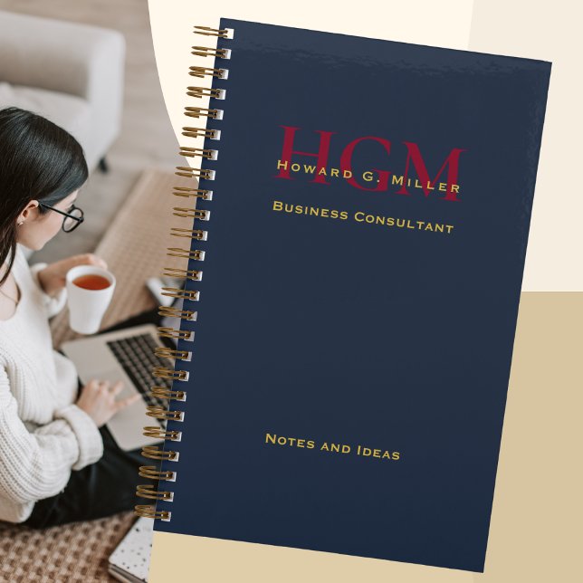 Carnet Élégant Monogramme d'affaires Logo Marine Bourgogn (Créateur téléchargé)