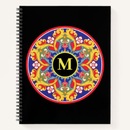 Carnet Élégant monogramme de mandala coloré de retour à l