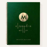 Élégant Monogramme en cuir vert or