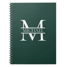 Carnet Élégant Monogramme et nom Emerald Green Personnali