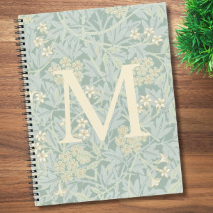Carnet Élégant monogramme floral jasmin vert pastel