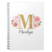 Élégant Monogramme Floral Nom initial