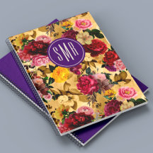 Élégant monogramme jaune de fleurs roses