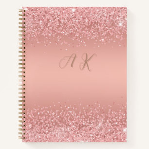 Carnet Élégant Monogramme Luxe Shimmer Rose Gold